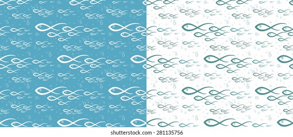 Seamless background with fishes.