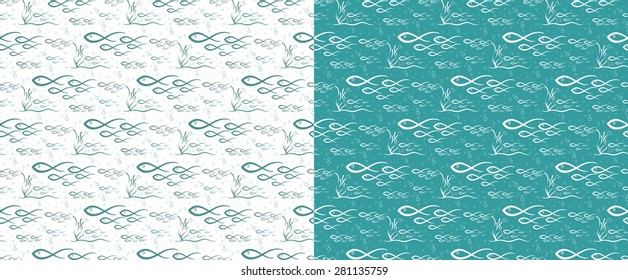 Seamless background with fishes.