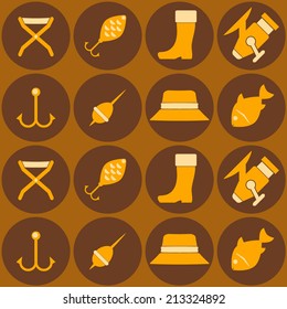 seamless background with fishing attributes