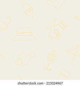 seamless background with fishing attributes