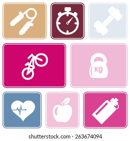 Seamless background with fitness symbols for your design