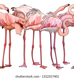 Seamless background with flamingos. Vector illustration, EPS 10