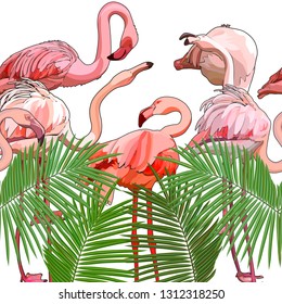 Seamless background with flamingos. Vector illustration, EPS 10