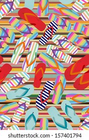 Seamless Background of Flip Flops