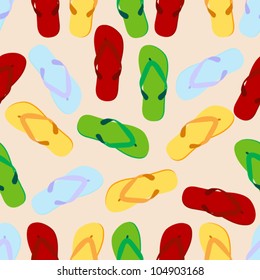 Seamless Background of Flip Flops on the Beach