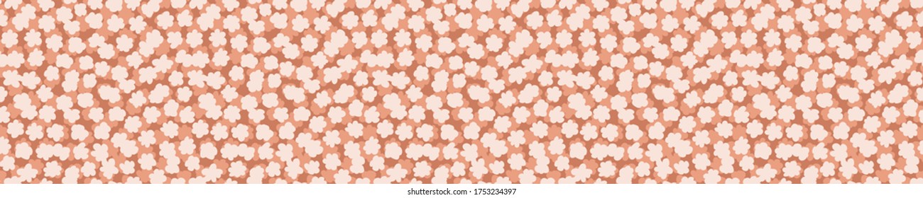 Seamless background floral daisy banner. Gender neutral baby pattern. Simple whimsical minimal earthy 2 tone color. Kids nursery flower border or boho fashion tribbon trim