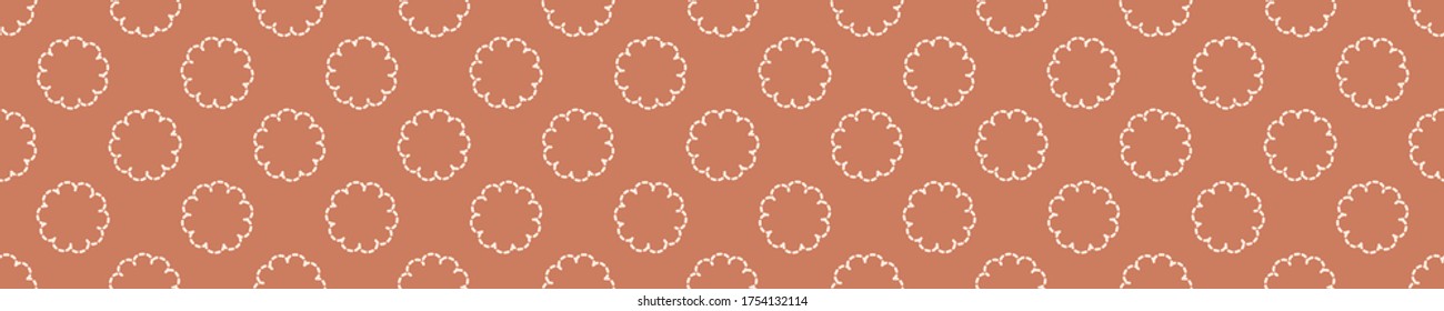 Seamless background floral daisy banner. Gender neutral baby pattern. Simple whimsical minimal earthy 2 tone color. Kids nursery flower border or boho fashion tribbon trim