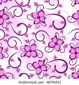 Seamless background with floral design in purple color