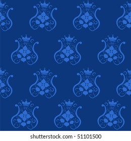 Seamless background with floral element in blue color