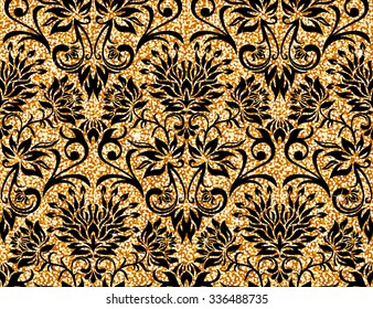 Seamless background from a floral golden ornament, Fashionable modern wallpaper or textile