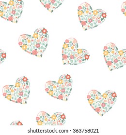 Seamless background with floral hearts.