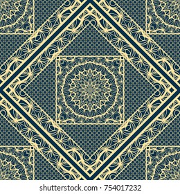Seamless background floral lace ornament in retro style. Vector illustration. For fashion design, bed sheets or pillow pattern