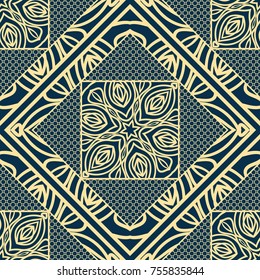 Seamless background floral lace ornament in retro style. Vector illustration. For fashion design, bed sheets or pillow pattern