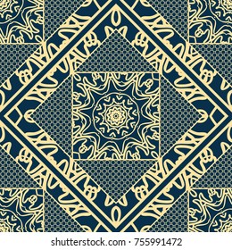 Seamless background floral lace ornament in retro style. Vector illustration. For fashion design, bed sheets or pillow pattern