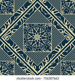 Seamless background floral lace ornament in retro style. Vector illustration. For fashion design, bed sheets or pillow pattern