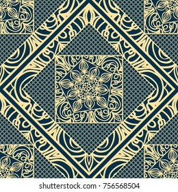 Seamless background floral lace ornament in retro style. Vector illustration. For fashion design, bed sheets or pillow pattern