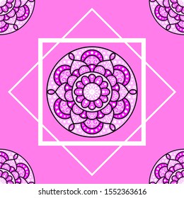 seamless background with floral mandala patterns, colorful tile illustrations.