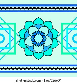 seamless background with floral mandala patterns, colorful.
