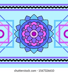 seamless background with floral mandala patterns, colorful.
