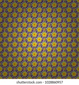 Seamless background floral pattern. Abstract flowers in magenta, blue and yellow colors. Vector illustration.
