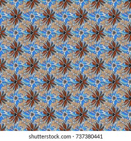Seamless background floral pattern. Abstract flowers in blue, beige and gray colors. Vector illustration.