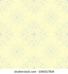 Seamless background with floral pattern. Beige background with light blue and green flower elements for wallpapers, textile and fabrics