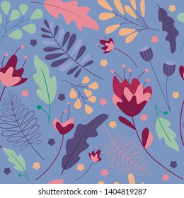 Seamless background, floral pattern with flowers and leaves. Repeating fabric wallpaper print texture. Perfectly for wrapped paper, backdrop, border.