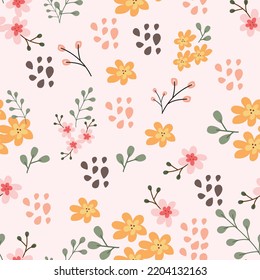 Seamless background floral pattern with flowers. Tropical leaf Wallpaper, Luxury nature leaves pattern design, Vector illustration.