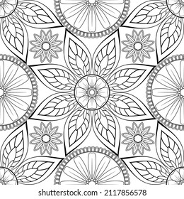 El fondo es impecable. Patrón floral sobre fondo blanco. Colorante libro anti-estrés.