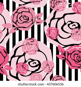 seamless background with a floral pattern. rose and stripes vector illustration