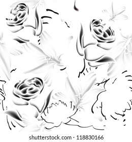 Seamless background floral pattern. Vintage grunge vector wallpaper flower texture.