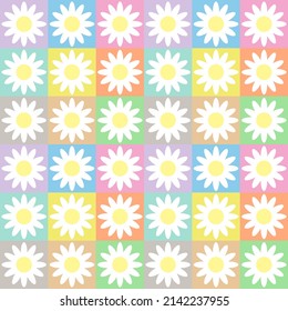 Seamless background with floral patterns on multicolored background.