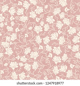 Seamless background with floral patterns. Summer ornament. Vintage Pattern. Elements of flowers and leaves. Vector illustration. Used for wallpaper, printing on the packaging paper, textiles.