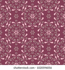 Seamless background. Floral purple red pattern for wallpapers, textile and fabrics