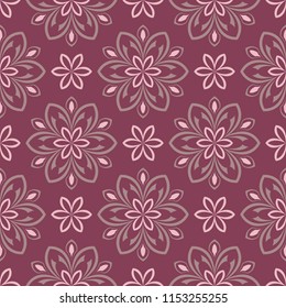 Seamless background. Floral purple red pattern for wallpapers, textile and fabrics