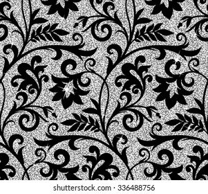 Seamless background from a floral silver ornament, Fashionable modern wallpaper or textile
