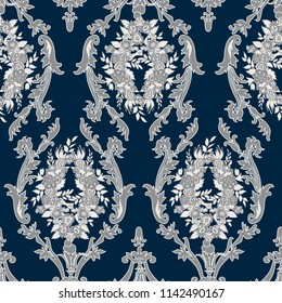 seamless background with flower and baroque elements