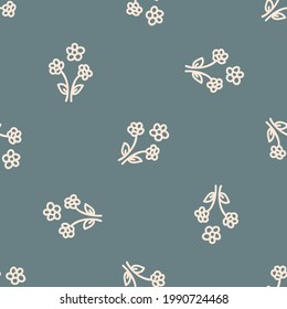 Seamless background flower gender neutral pattern. Whimsical minimal earthy 2 tone color. kids nursery wallpaper or boho cartoon pet fashion all over print.