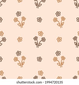 Patrón neutro de flor de fondo sin foco. Espectacular color mínimo de la tierra de 2 tonos. papel tapiz infantil o caricatura boho moda mascota por todos los medios impresos.