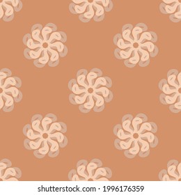 Nahtlose Hintergrundblume, geschlechtsneutrales Muster. Whimsical minimale Erdung 2 Töne Farbe. Kindermädchen oder Boho Cartoon-Blätter-Mode auf dem ganzen Druck.