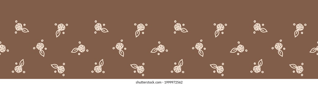 Seamless background flower gender neutral seamless border. Whimsical minimal earthy 2 tone color. kids nursery banner or boho cartoon pet fashion header.