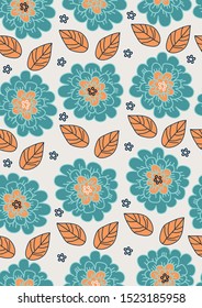 seamless background with flower and leaves, vector design