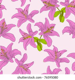Seamless  background with flower lily. Could be used as seamless wallpaper, textile, wrapping paper or background
