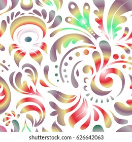 Seamless background flower ornament pattern. Abstract arabesque background for greeting card, presentation or wedding invitations. Traditional vector gothic damask background.