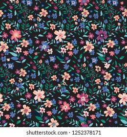 seamless background with flower and small leaves