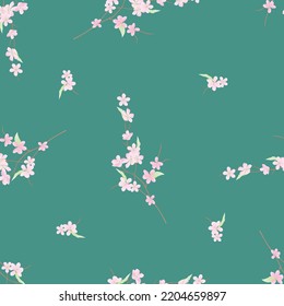 Seamless background of flowering branches of cherry tree