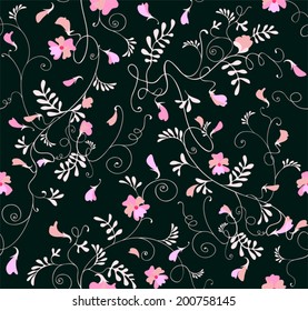 Seamless background with flowering sweet pea. Vector floral pattern.