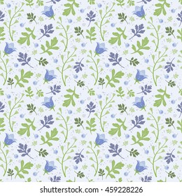 Seamless background with flowers and berries. Vector illustration