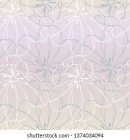 Seamless background with flowers. Contour drawing of Tulip buds. Gentle spring color. Freshness. Layered vector file.
