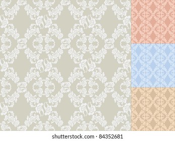 Seamless background flowers, floral pattern colored set
